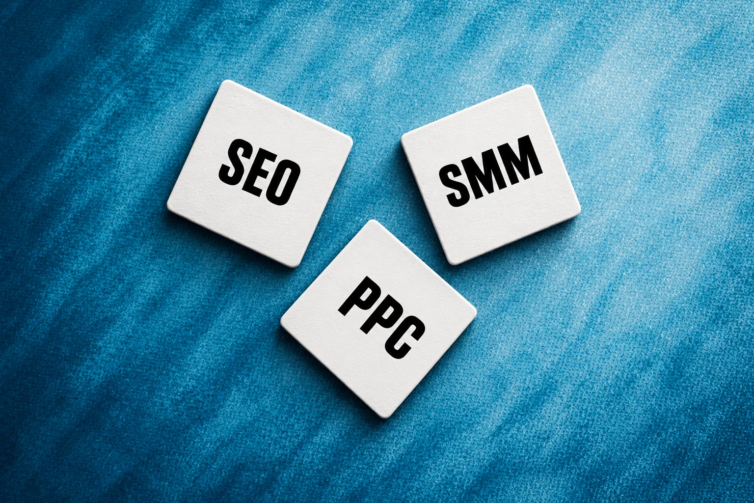 Digital marketing strategy comparing SEO, PPC and social media for business growth