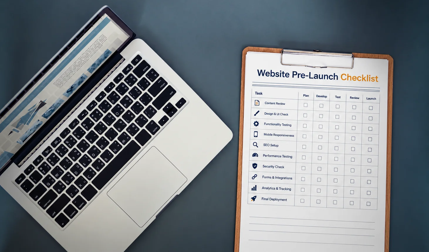 Website pre-launch checklist and go-live testing process